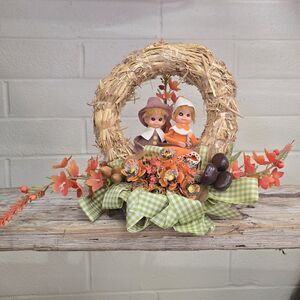 LEEWARDS Thanksgiving Pilgrim Pixies Vintage 1960’s Diorama Centerpiece Decorati